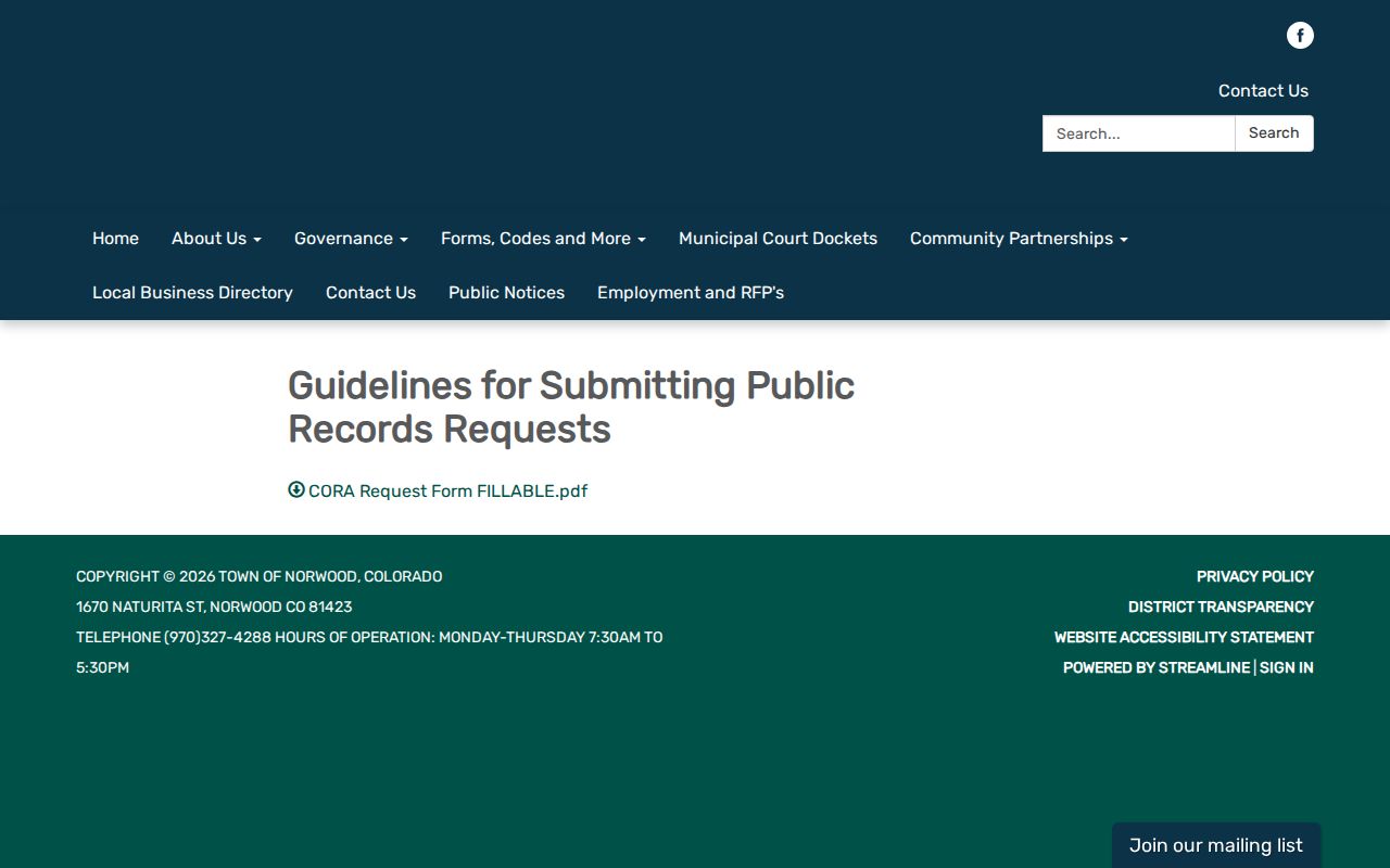 Norwood public records request instructions
