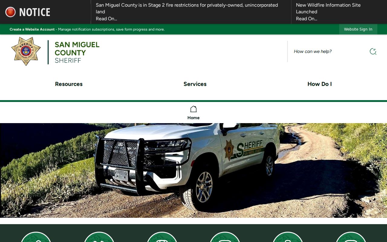 San Miguel County Sheriff criminal records office page