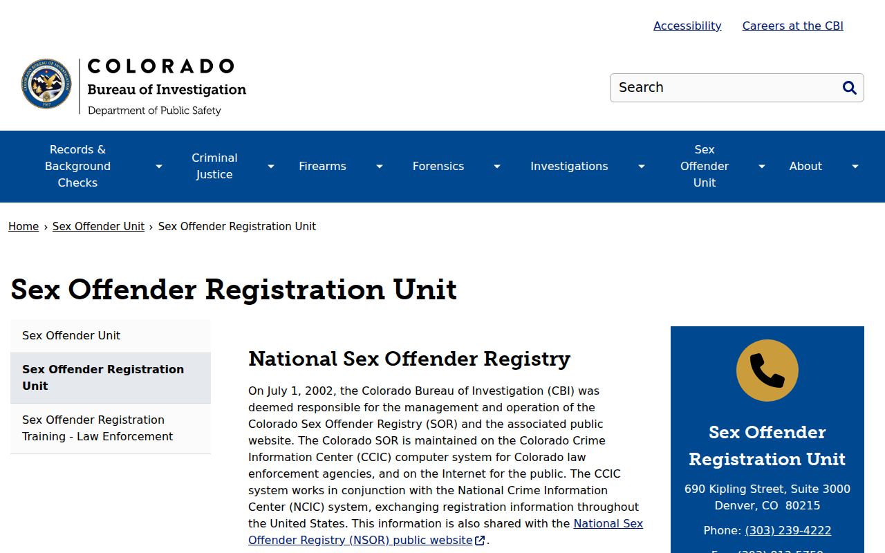 Colorado CBI guidance for a San Miguel County sex offender check